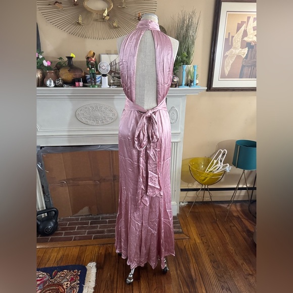 Lovers And Friends Bridgette Gown Pink Maxi Dress Satin Revolve Sz S NWT $358 - Picture 12 of 16